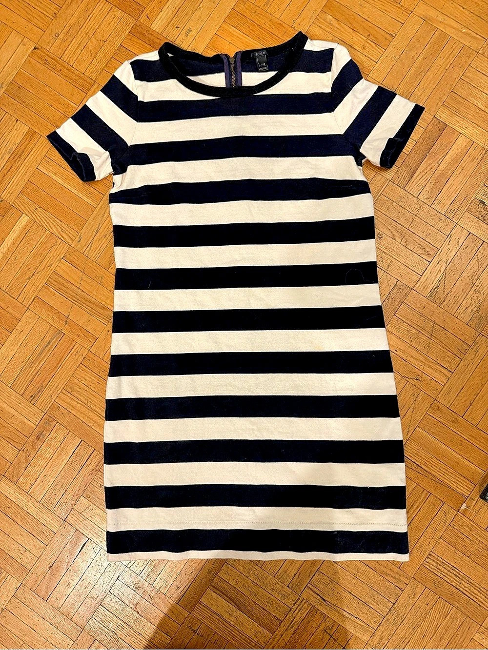 J.Crew Striped Zip-Back Dress Striped Mini Dress in Black & Cream Size XXS